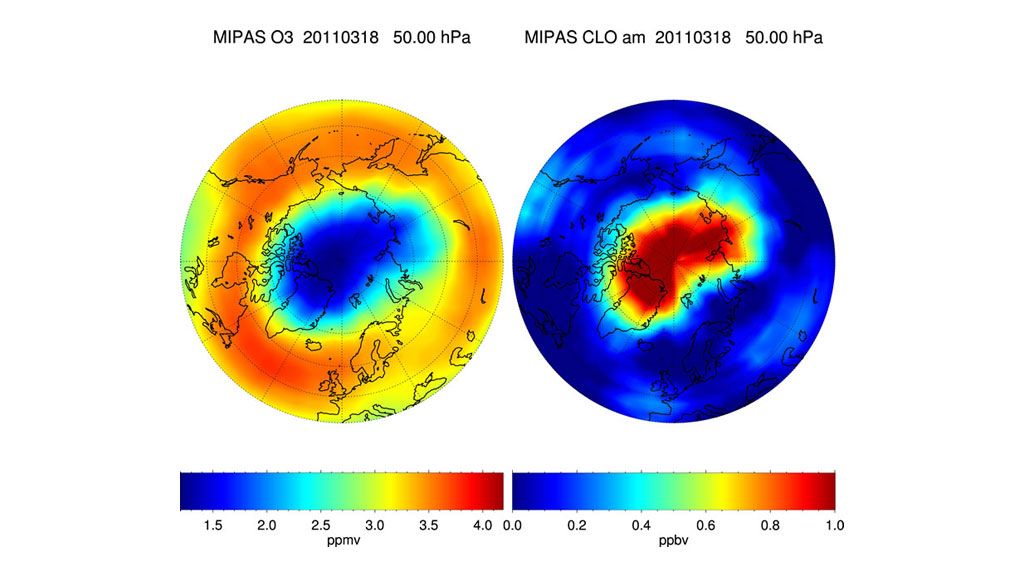 The Arctic ozone hole in March 2011 - © KARLSRUHE INSTITUTE OF TECHNOLOGY