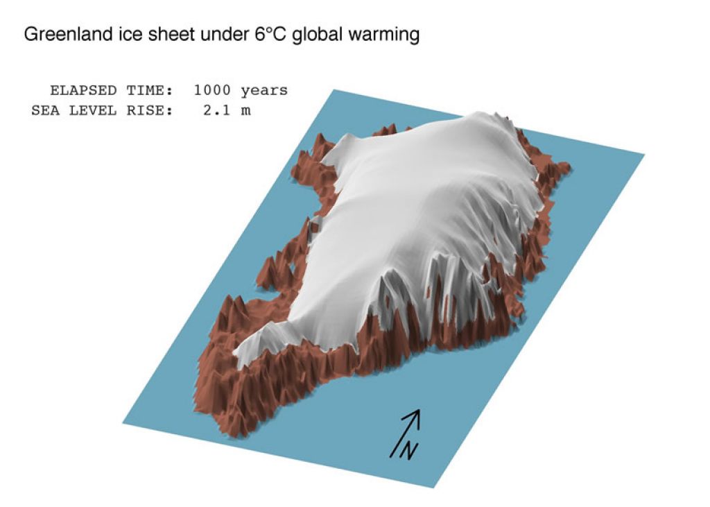 Projected Greenland melt under 6°C of warming after 1000 years - © ALEXANDER ROBINSON
