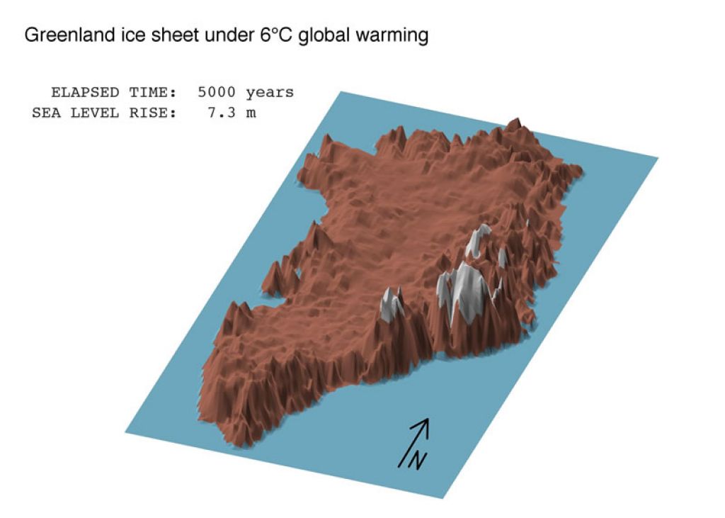 Projected Greenland melt under 6°C of warming after 5000 year - © ALEXANDER ROBINSON