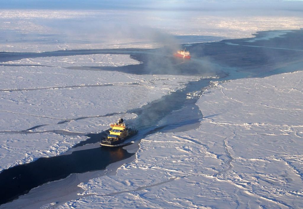 Swedish icebreaker Oden and USCGC Healy making their way through the Arctic pack ice - © MARTIN JAKOBSSON