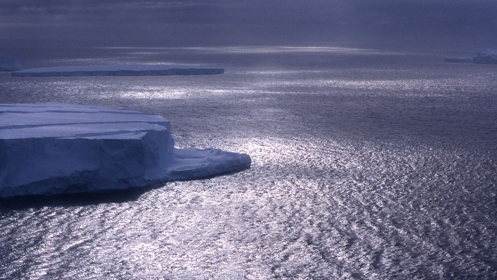 View of floating ice in the Southern Ocean