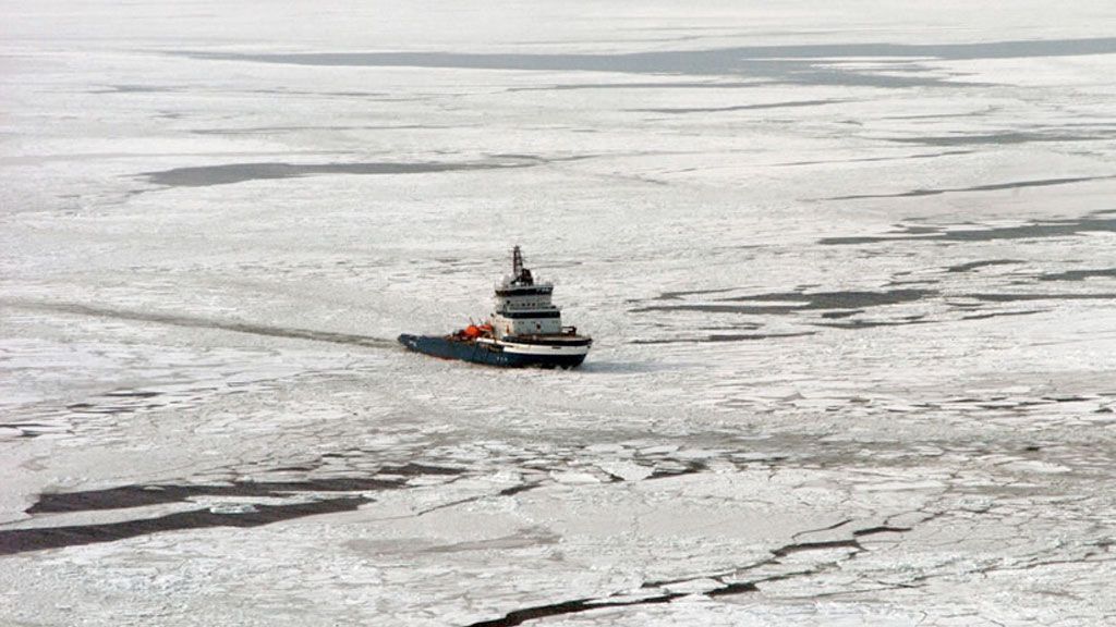 Icebreaker Nordica travels the Gulf of Finland