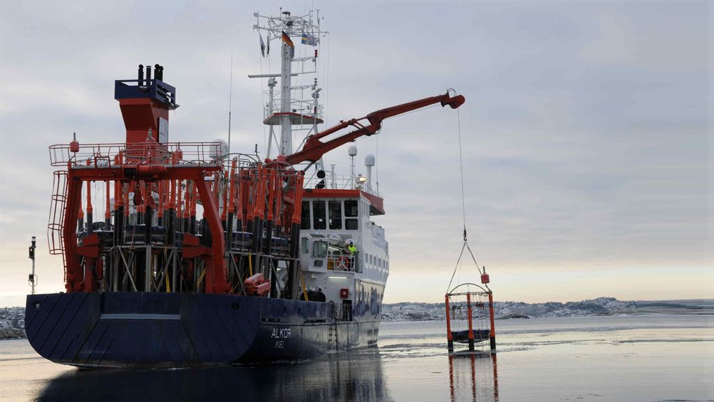 Scientists taking samples of marine life from the Arctic Ocean