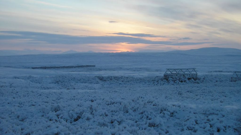 Winter scene at the Arctic LTER Toolike Lake resarch site on Alaska's North Slope - © Seeta Sistla, UC Irvine